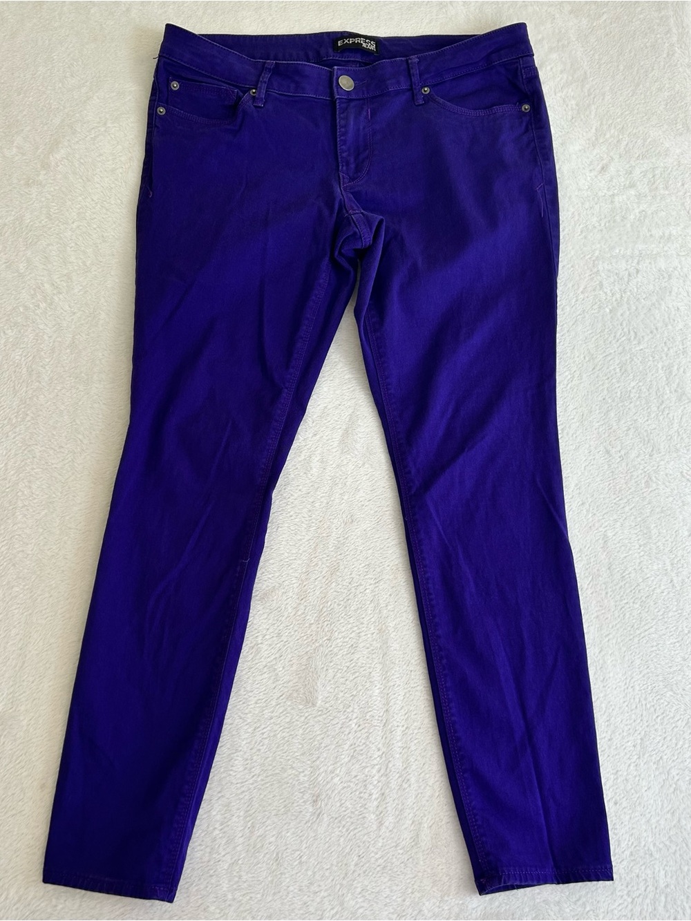 Express Jeans Women's Size 12 Purple Denim Stretch Skinny Low Rise